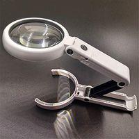 catekro Magnifying Glass 5X/11X Handheld/Desktop Page Magnifier for Reading Dual-Use Folding with 8 LED Lights USB Plug-in Reading 5 Times HD, Suitable for The Elderly and Children