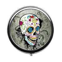 Qien BaiSei Beautiful Skull Pill Box/Pill Case-Round Pill Box/Case- Three-Compartment Pill Box/Pill Case
