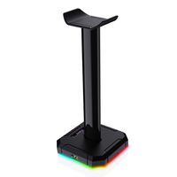 Redragon HA300 Scepter Pro Headset Stand, RGB Backlit Gaming Headphone Stand with Aluminum Supporting Bar, Non-Slip Solid Rubber Base and 4X USB 2.0 Ports for All Headphones