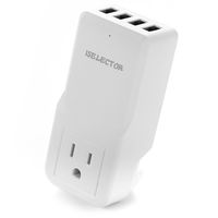 ISELECTOR 4 Port USB Travel Wall Charger with AC Outlet Plug Adapter-White