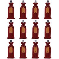 Mocoum Wine Bags Wine Gift Bags with Drawstrings, Single Reusable Wine Bottle Covers with Ropes and Tags (12 pack, Red)