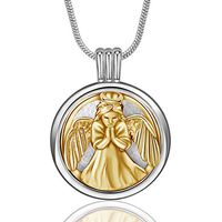 INFUSEU Angel Aromatherapy Necklace Essential Oil Diffuser Locket Pendant Jewelry for Women Girl, 12PCS Refill Pads, 24" Snake Chian