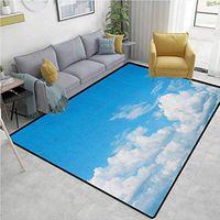 Landscape Polka Dot Door Mats Inside, The Vast Cloudy Sky Scenics Windy Weather Calming View Panoramic Scenery Picture, Easy Maintenance Area Rug Living Room Bedroom Carpet(4'x 6') Blue White
