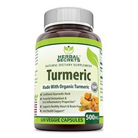Herbal Secrets Turmeric 500 mg 120 Veggie Caps (Non-GMO) - Antioxidant & Anti-Inflammatory Properties* Support Healthy Heart Rate & Brain Function* Joint Health Support*