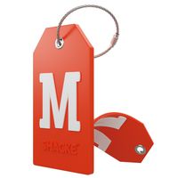 Initial Luggage Tag with Full Privacy Cover and Stainless Steel Loop - (Letter M)
