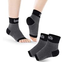SpemOk Plantar Fasciitis Socks 2 Pairs - Ankle Brace Compression Support Foot Sleeves for Planter Fasciitis, Arch Support, Pain Relief - Open Toe (Black, Small)
