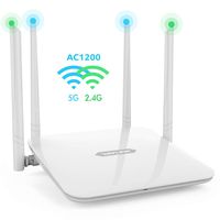 WAVLINK 1200Mbps High Power Long Range Wireless Wi-Fi Router AC1200 Dual Band 5Ghz+2.4Ghz Smart WiFi Router High Speed WiFi Box with High Power Amplifiers PA+LNA, 2 x 2 MIMO 5dBi Antennas