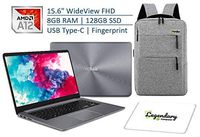 ASUS VivoBook 15.6 Inch Thin and Lightweight FHD WideView NanoEdge Laptop, AMD A12-9720P Quad-Core Processor, 8GB RAM, 128GB SSD, USB Type-C, Fingerprint Reader W/Legendary Backpack & Mouse Pad Bundle
