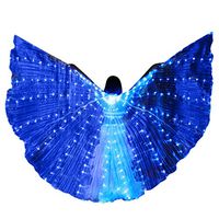 Meidexian888 LED Angel Isis Wings Glow Light Up Belly Dance Costumes with Sticks Performance Clothing Carnival (Blue)