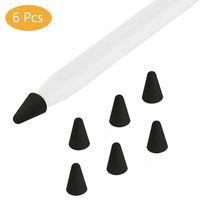 USSJ Protective Silicone Nips Case Compatible with Apple Pencil Tips for 1st & 2nd Gen,Writing Protection Replacement for iPad Pencil Accessory. (Black，6Pcs)