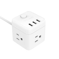 Cube Cruise Power Strip 3 Outlet 3 USB Ports, TESSAN Desktop Charging Station with Switch Control 5 Ft Extension Cord for Travel, Dorm Room - White