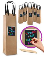 Purple Ladybug 7 Wine Gift Bags with Scratch Paper Panel for Customization - Premium Brown Kraft Paper Wine Bags Bulk That You Can Personalize! Great for Birthday, Easter, Housewarming, or Any Holiday