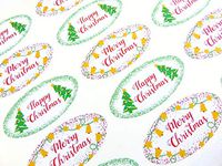 Pack of 30 Merry Happy Christmas Oval Stickers, Colorful Envelope Seals Labels for Cards, Festive Craft and Decoration