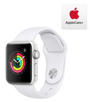 Apple Watch Series 3 (GPS, 38mm) - Silver Aluminum Case with White Sport Band with AppleCare+ Bundle
