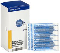 First Aid Only FAE-3041 SmartCompliance Refill Blue Metal Detectable Fingertip Bandages, 40 Count