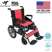 Mobile Wheelchair, Intelligent Electric Motorized Wheelchair, Portable Folding Lightweight Power Wheel Chair, Comfortable Disabled Wagon, Elderly Mobile Car, Built-in Powerful Motor (RED)