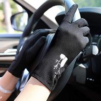 Yjdr Summer Sunshade Short Gloves Ladies Drive Breathable Gloves Non-Slip Touch Screen Sunscreen Ice Silk Sleeve Gloves Thin (Color : Black)