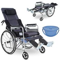 Wheelchair Light Transport Folding Wheelchair Portable Travel Chair Aluminum Alloy Puncture Collision Carrying Wheelchair The Body can Lie Completely with Armrest and Portable