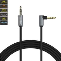 3.5mm AUX Audio Cable Male to Male 90 Degree Right Angle, Stereo Jack Cable to Car Audio, Headphones, Home Theater, Mobile Phones, Tablets, PCs, Speakers, MP3 Players, CD Players & More - 4FT