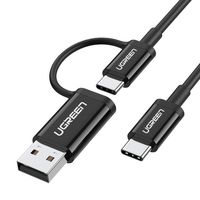 UGREEN USB C Cable 2 in 1 USB-C to USB A and Type C Fast Charge Sync Cable Compatible for New MacBook, 2018 iPad Pro, Nintendo Switch, Huawei P20 P10 Mate 10, Samsung Galaxy S10 S9 S8, 3FT