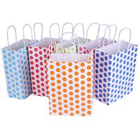 24 Pieces Kraft Paper Cute Dots Party Favor Bags with Handle Assorted Colors (Cute Dots)