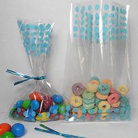 Weststone Bags and Bows - 25pcs 4"x6" Blue Dot Bags and Twist Ties for Boy Baby Shower Party