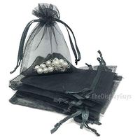 TheDisplayGuys 100-Pack 4x6 Black Sheer Organza Gift Bags with Drawstring, Jewelry Candy Treat Wedding Party Favors Mesh Pouch