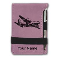 Mini Notepad, Cargo Airplane, Personalized Engraving Included (Pink)