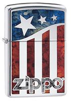 Zippo American Flag Pocket Lighter w/High Polish Chrome29095
