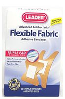 Leader Antibacterial Flexible Fabric Adhesive Bandages, Assorted Sizes, Fingertip & Knuckle, 20 Count Per Box (3 Boxes)