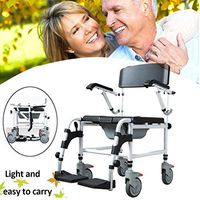 Personal Mobility Assist, Aluminum Shower Chair Bedside Commode Over Transport Lockable Wheelchair Seat For Handicap The Toilet Wheeled And Removable Footrests Rolling Seniors Can Bear 150kg lightweig