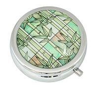 WuCong Green Bamboo Custom Fashion Design Glass Round Pill Case Western Medicine Tablet Holder Decorative Box