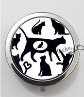 BlackKey Animal Cat Silhouette 3-Compartment Decorative Pocket Gift Box Case Organizer for Pill, Color 1 -447