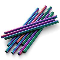 Brightbuy Stainless Steel Boba Straws set of 50, Reusable Big Fat Smoothies Straws Wide Straw 8.5" x 0.5" for Bubble Tea, Juice, Thick Milkshakes (rainbow)