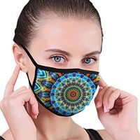 YOFFYO Anti-Allergies Dust Face Cover, Earloop Half Face Cover for Women Men, Outdoor Activities Cosplay Face and Nose Cover with Elastic Band - Indian Tie Dye Mandala Flower Blue