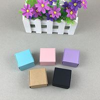 Lavenz 50pcs/lot 4x4x2.5cm Brown Kraft Craft Paper Jewelry Pack Boxes Small Gift Box For Handmade Soap Wedding Party Candy gift box