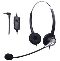 Wantek Dual Ear Call Center Telephone Headset with Mic + Volume Mute Controls for Cisco Linksys SPA 303 504G 508G 942 Grandstream Polycom Panasonic AT&T TL88002 with 2.5mm Headphone Jack(H120S04J25)