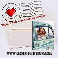 Michael Steddum Wait Here German Wirehaired Pointer Note Card Set