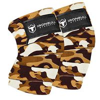 Iron Bull Strength Knee Wraps (1 Pair) - 80" Elastic Knee and Elbow Support & Compression - for Weightlifting, Powerlifting, Fitness, WODs & Gym Workout - Knee Straps for Squats (Camo/Tan)