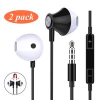 2 Pack Extra Bass Earbuds with Microphone,Jeselry Wired in Ear Magnetic Headphones Stereo Ear Buds,Corded Metal Earphones with Volume Control Compatible iPhone 6 6S iPad Samsung Galaxy (Earbuds Black)