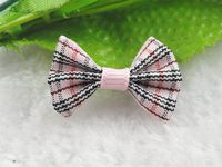 50pcs Mini Grosgrain Ribbon Plaid Bow Flowers The Wedding Decoration Appliques (Pink)