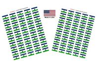 Made in USA! 100 Country Flag 1.5" x 1" Self Adhesive World Flag Scrapbook Stickers, Two Sheets of 50, 100 International Sticker Decal Flags Total (Lesotho)