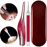 JESSICAR Ear Pick Set of Ear Pick Spoon and Ear Tweezers, Ear Wax Removal Tools with LED Light, Ear Cleaning Kit with Storage Box, Visible Ear Care Tool Accessories (RED-2 Piece Set)