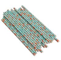12 PC Blue Teal Floral Print Cake Pop Straws/Sticks - Custom Cakepop Straws from Bakell
