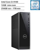 Newest Dell Inspiron 3471 Small Form Mini Desktop, 9th Gen Core i3-9100 3.60 GHz, 12GB DDR4 RAM, 256GB M.2. SATA SSD(Boot) + 1TB HDD, 802.11bgn + Bluetooth 4.0, HDMI, VGA, DVD-RW, Windows 10
