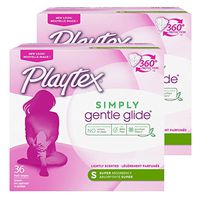 Playtex Gentle Glide Tampons with Triple Layer Protection, Super, Lightly Scent - 36 Count (Pack of 2), Scented