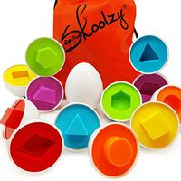 Skoolzy Egg Toy - Shapes Matching Eggs STEM Toddler Toys for 1, 2, 3, 4 Year olds - Learning Colors Preschool Puzzles Games - Montessori Fine Motor Skills Sorting Educational Easter Eggs with Bag
