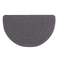 super1798 Solid Color Semicircle Shape Bedroom Anti-Slip Water Absorption Doormat Floor Carpet Rug Cushion Grey