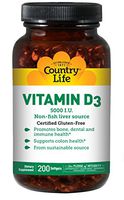 Country Life - Vitamin D3, Non-Fish 5000 IU - 200 Softgels