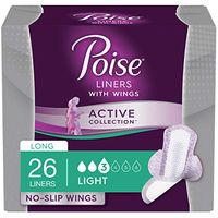 Poise Active Incontince Panty Liners with Wings Long Light 26 Liners